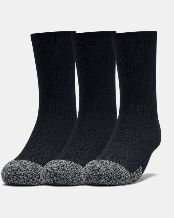 Youth HeatGear® Crew Socks 3-Pack, Black, pdpMainDesktop image number 0
